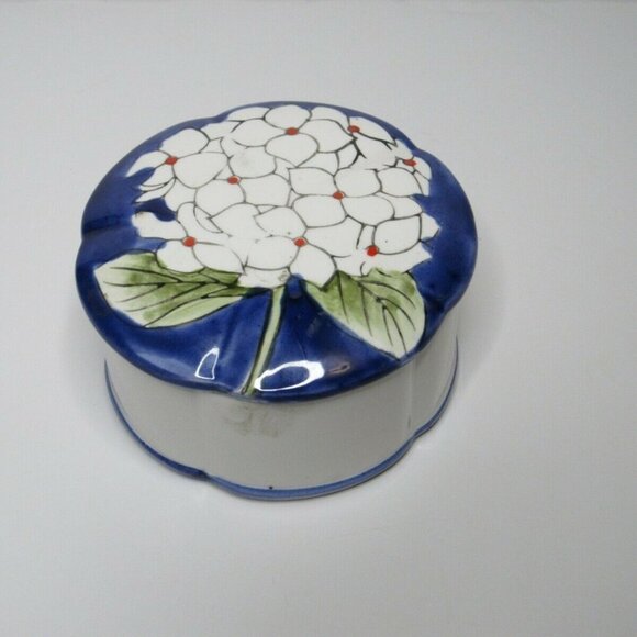 Hydrangea Ceramic Trinket Box with Lid Irice Impor - Picture 5 of 11